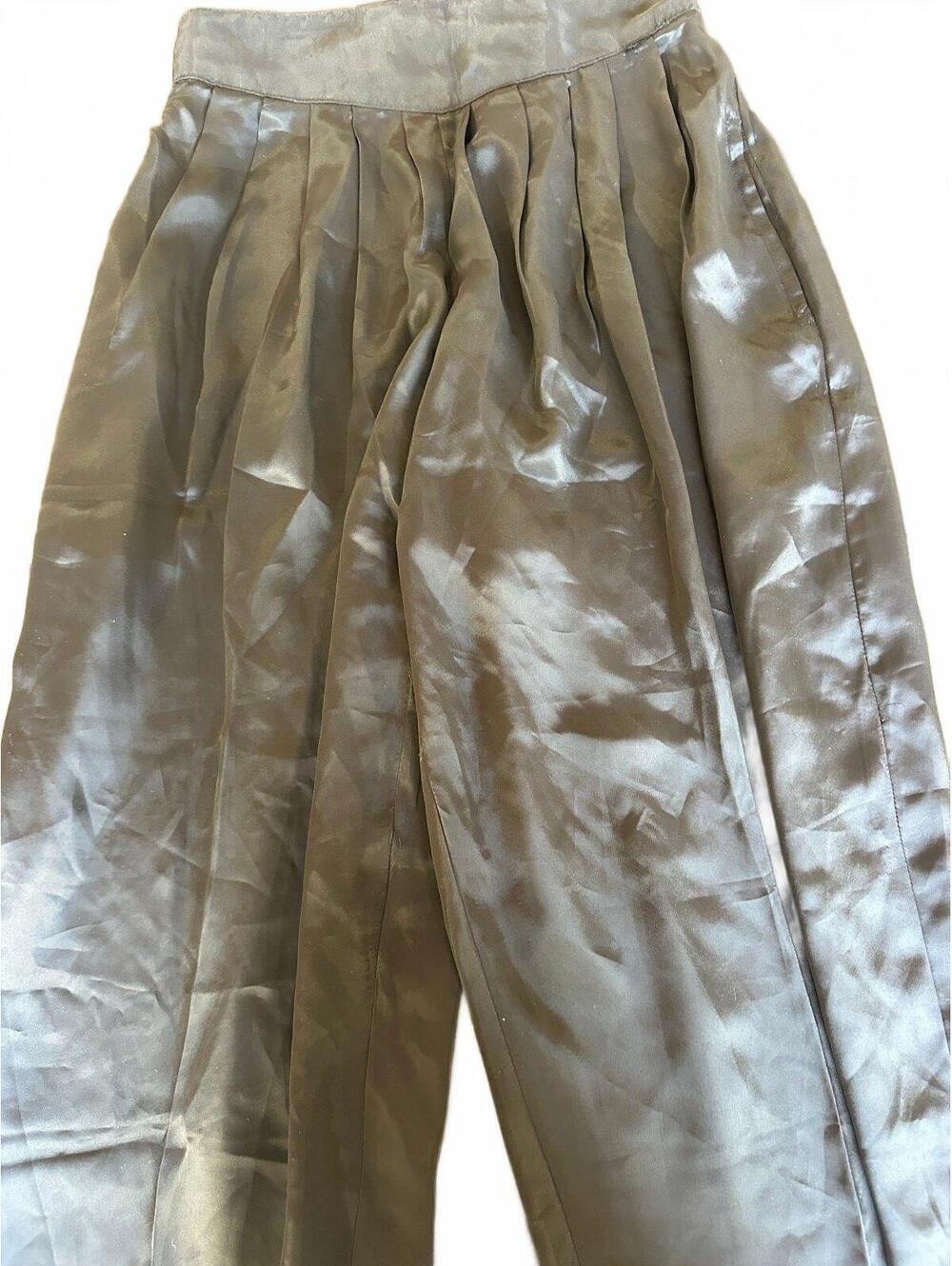 Black Silk Wide Leg Pull-On Pants Women's S